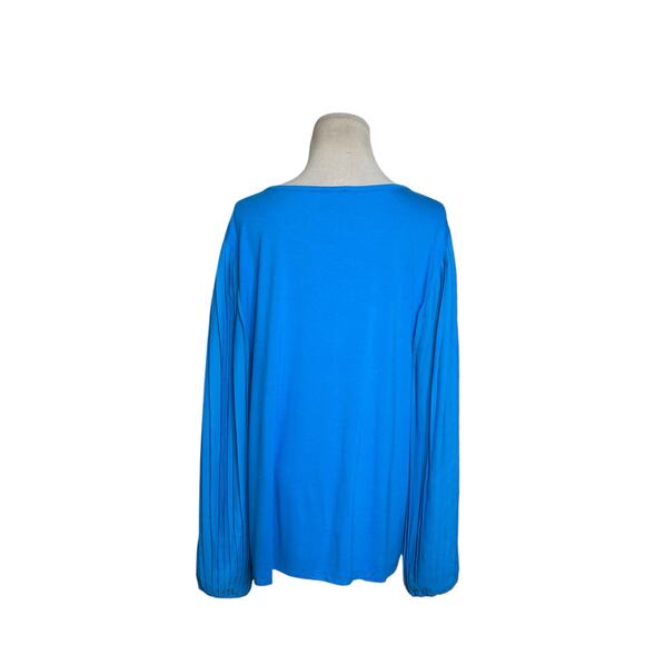 Talbots blue long pleated sleeves tunic blouse size 1X - Picture 2 of 9